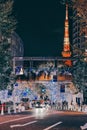 Illuminated Roppongi Keyakizaka Street and Tokyo Tower during winter Nov 28 2023 Royalty Free Stock Photo