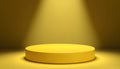 Illuminated Round Stage Podium With Empty Pedestal And Realistic Platform For Yellow Template Royalty Free Stock Photo