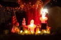 Illuminated scary Halloween decoration outdoor at fall