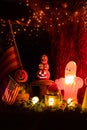 Illuminated scary Halloween decoration outdoor at fall