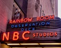 New York, New York, USA - December 8, 2019: Entrance to the Observation deck of the Rockefeller Center and NBC studios Royalty Free Stock Photo