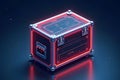 illuminated simple Stylized illustration of isometric blueprint of rolling road case for stage equipment Royalty Free Stock Photo