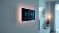 illuminated smart touch control panel, mounted on the wall of a modern home Royalty Free Stock Photo