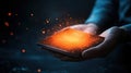 Illuminated smartphone screen in hand, exploring mobile technology, connectivity, and digital communication in modern life