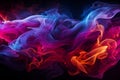 Illuminated smoky darkness, Colorful smoke, black background, neon light Royalty Free Stock Photo