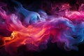 Illuminated smoky darkness, Colorful smoke, black background, neon light Royalty Free Stock Photo