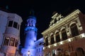 Illuminated Sopron Main Square christmas winter time Royalty Free Stock Photo