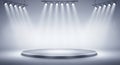 Illuminated stage podium awaits spotlight presentation or event showcase, ready for your star performer Royalty Free Stock Photo
