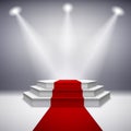 Illuminated stage podium with red carpet Royalty Free Stock Photo