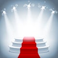 Illuminated stage podium red carpet award ceremony vector illustration Royalty Free Stock Photo