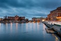 Illuminated Stockholm Royal Opera and Riksdag in the Evening