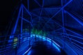 Illuminated Murinsel artificial island bridge construction, Graz, night scene, , Austria Royalty Free Stock Photo