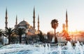 Illuminated Sultan Ahmed Mosque Blue before sunrise, Is Royalty Free Stock Photo