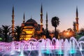 Illuminated Sultan Ahmed Mosque Blue before sunrise, Is Royalty Free Stock Photo