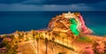 Illuminated summer scene of east coast of Calabria. Royalty Free Stock Photo