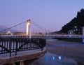 Illuminated Suspension Bridge of Osum River in Berati Albania