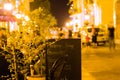 Illuminated Tbilisi street with restaurants at night, Georgia