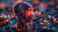 Illuminated tech head - generative ai Royalty Free Stock Photo