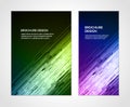 Illuminated techno geometric stripes gradient flow booklet set realistic design template vector