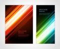 Illuminated techno geometric stripes gradient flow booklet set realistic design template vector