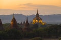 Illuminated Temples of Bagan in dusk Royalty Free Stock Photo