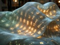 Illuminated Textile Wave Golden Lights and Translucent Fabric Art Royalty Free Stock Photo
