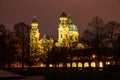 Illuminated Theatinerkirche or Theatine church at night, Munich, Bavaria, Germany