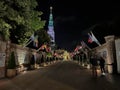 Illuminated tower of the Jasna Gora sanctuary in Czestochowa, Poland Royalty Free Stock Photo