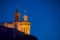 Basilica of Notre-Dame de Fourviere at night, Lyon Royalty Free Stock Photo
