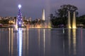 Illuminated traditional Christmas tree in Ibirapuera, at night, it is of the attraction in the south zone of the city of Sao Paulo