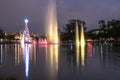 Illuminated traditional Christmas tree in Ibirapuera, at night, it is of the attraction in the south zone of the city of Sao Paulo Royalty Free Stock Photo