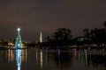 Illuminated traditional Christmas tree in Ibirapuera, at night, it is of the attraction in the south zone of the city of Sao Paulo Royalty Free Stock Photo