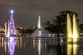 Illuminated traditional Christmas tree in Ibirapuera, at night, it is of the attraction in the south zone of the city of Sao Paulo Royalty Free Stock Photo