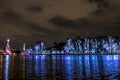 Illuminated traditional Christmas tree in Ibirapuera, at night, it is of the attraction in the south zone of the city of Sao Paulo Royalty Free Stock Photo