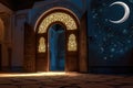 Illuminated traditional eastern doors symbolize the welcoming spirit of Ramadan in its full glory