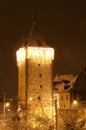 Illuminated Traditional Tower in Europe