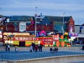 Illuminated tram in the resort of Blackpool. Royalty Free Stock Photo