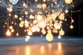 Illuminated tree with hanging light bulbs in a modern artistic installation Royalty Free Stock Photo