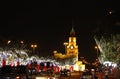 Illuminated trees & Riffa Clock Tower on the National day