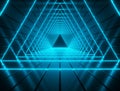 Illuminated triangle shaped futuristic tunnel background