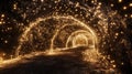 Illuminated tunnel with sparkling lights Royalty Free Stock Photo