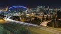 Illuminated View of Downton Seattle Freeway Car Light Streaks