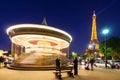 Illuminated vintage carousel close.