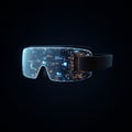 Illuminated Vr Headset Displaying Complex Digital Interface Technology Concept Royalty Free Stock Photo
