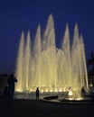 Illuminated water fountains in the Circuito Magico de Agua. Lima Peru