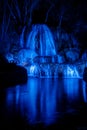 illuminated waterfall Lucky with blue light at night. Slovakia Royalty Free Stock Photo