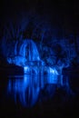 illuminated waterfall Lucky with blue light at night. Slovakia Royalty Free Stock Photo