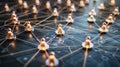 Illuminated White Figures Connected by Strings in a Network Pattern Royalty Free Stock Photo