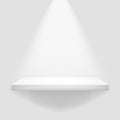 Illuminated white shelf hanging on wall template background vector illustration