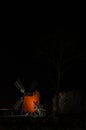 Illuminated wooden windmill, iconic symbol for the island Oland Royalty Free Stock Photo